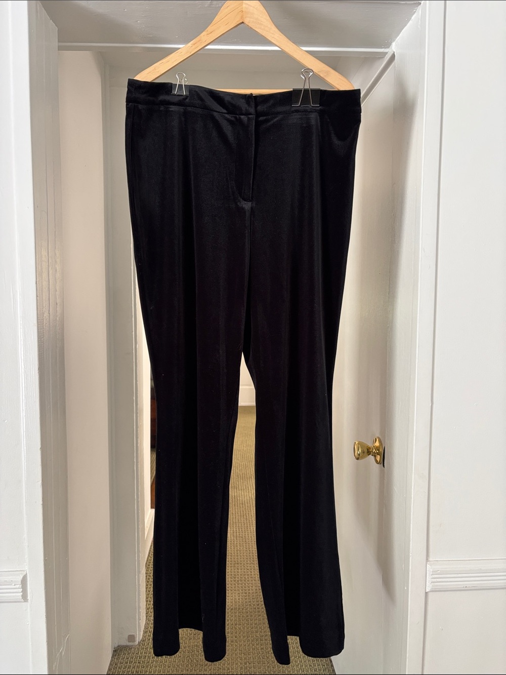 Women's Black Velvet Boot-Cut Pants